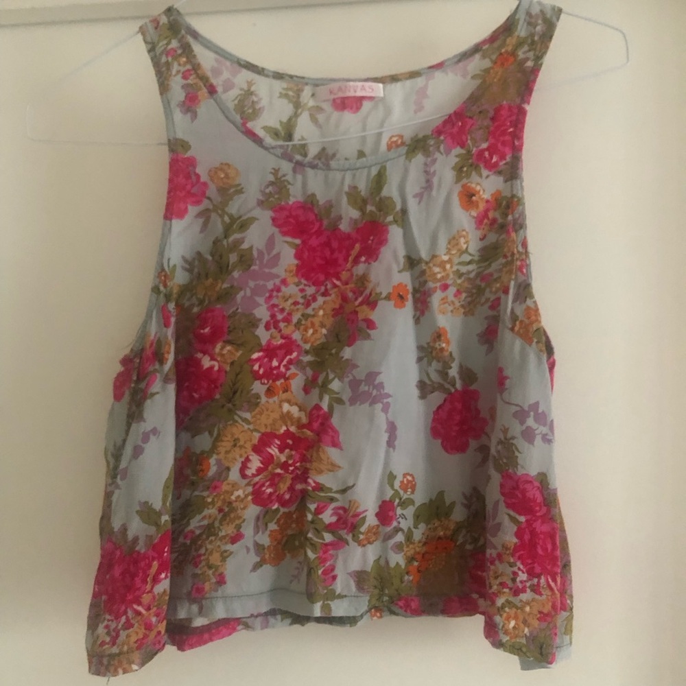 ❤️Kanvas Floral Lightweight Crop Top Sleeveless Size M